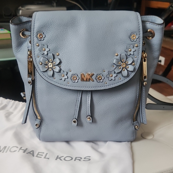 Michael Kors Handbags - Michael Kors Light Blue Floral Backpack